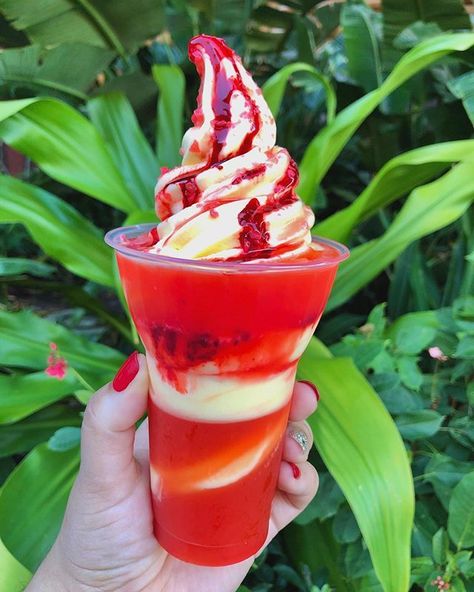 Disney Is Selling A New Boozy Dole Whip Float That’s Topped With Popping Candy And RumDelish Pog Juice, Pineapple Soft Serve, Dole Whip Recipe, Disney Worlds, Passion Fruit Syrup, Pineapple Whip, Popping Candy, Passion Fruit Juice, Disney World Food