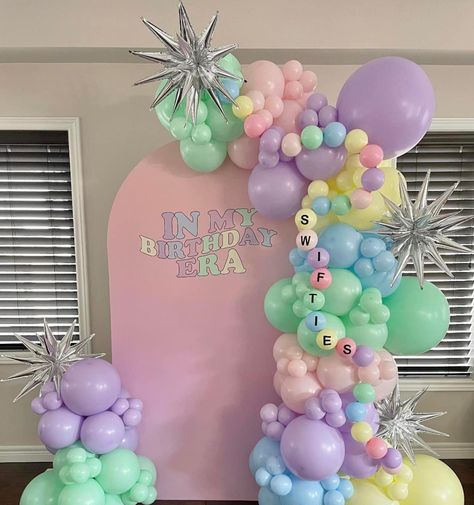 Taylor Swift Eras Balloon Arch, Taylor Swift Balloons, Taylor Swift Birthday Party Ideas Kids, Eras Party, Balloons Art, Taylor Swift Birthday Party Ideas, Fairy Baby Showers, Ms Rachel, Balloon Creations