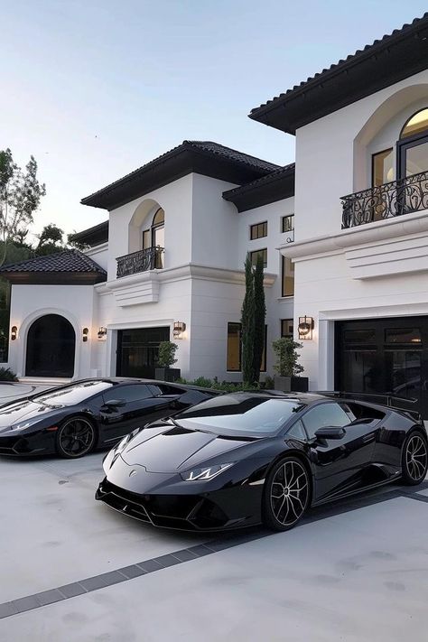 Mansion With Cars, Mansions Aesthetic, Luxury Lifestyle House, Luxury House Aesthetic, Lamborgini Car, Rich Cars Luxury, Opulence Aesthetic, Lamborghini Aesthetic, Luxury Car Aesthetic