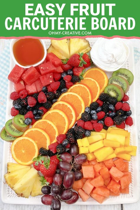 Everyone that loves charcuterie boards will also enjoy this colorful Fruit Party Platter! It's one of my favorite Creative Charcuterie Board Ideas because it's so bright and nutritious (and extremely tasty). Fruit charcuterie boards are the perfect things to make for large parties, small showers, or intimate brunches. Party Fruit Platter, Hawaiian Party Food, Fruit Charcuterie, Charcuterie Board Ideas, Party Platter, Perfect Things, Graduation 2024, Mojito Recipe, Fruit Party