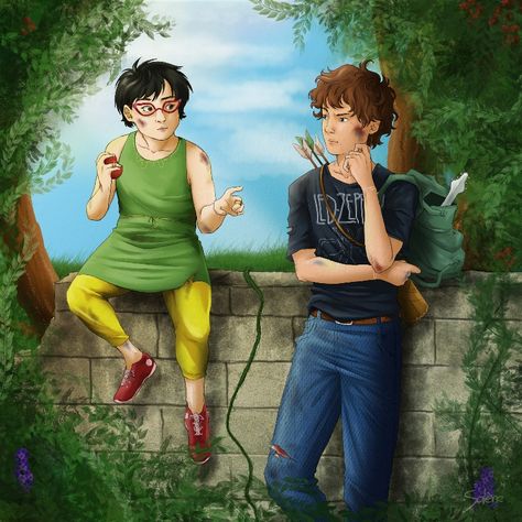 Fanart of Meg and Lester, from Trials of Apollo :) Lester Fanart Percy Jackson, Meg Pjo Fanart, Lester Pjo Fanart, Meg And Lester Fanart, Meg And Apollo Fanart, Meg Mccaffrey And Lester Fanart, Meg Trials Of Apollo, Apollo And Meg Fanart, Trials Of Apollo Fanart Meg