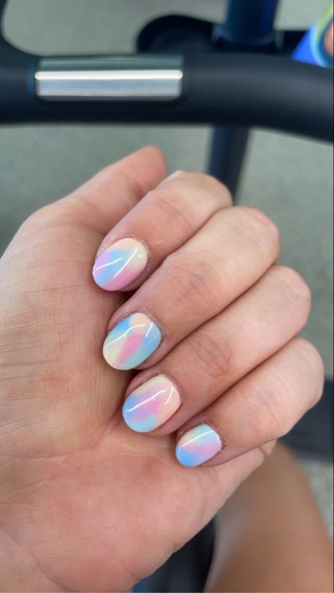 Tie Dye Nails Dip Powder, Tie Dye Dip Nails, Pink Tye Dye Nails, Tie Dye Blue Nails, Green Tye Dye Nails, Nails Watercolor, Tye Dye Nails, Round Nail Designs, Watercolor Nails