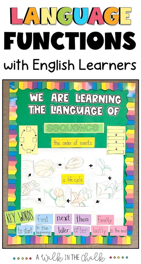 Students use language functions in every grade level and across all content areas, so what better way to set English Learners up for success than by explicitly teaching the academic language needed to successfully use language functions. Esl Teaching Elementary, Esl Writing Activities, Esl Vocabulary Activities, Teaching Ell Students, Ell Strategies, Second Language Teaching, English Language Learners Activities, Teaching English Language Learners, Language Functions