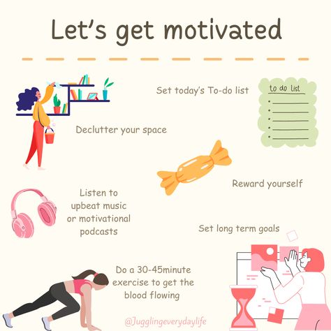 Here are different ways you can get motivated in all aspects of life; whether it be for studying, workout, personal development and more 🌱 - #motivation #motivated #study #exercise #personaldevelopment #rewards #declutter #todolist Study Exercise, Upbeat Music, Music Podcast, Motivational Podcasts, How To Get Motivated, Get In The Mood, Long Term Goals, Get Motivated, Reward Yourself