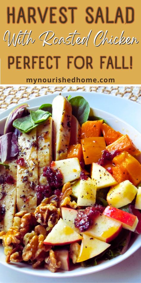 Fall Salad Recipes With Chicken, Fall Salads With Chicken, Butternut Squash Apple, Chicken Salad With Apples, Autumn Salad Recipes, Butternut Squash Salad, Harvest Salad, Chicken And Butternut Squash, Autumn Salad