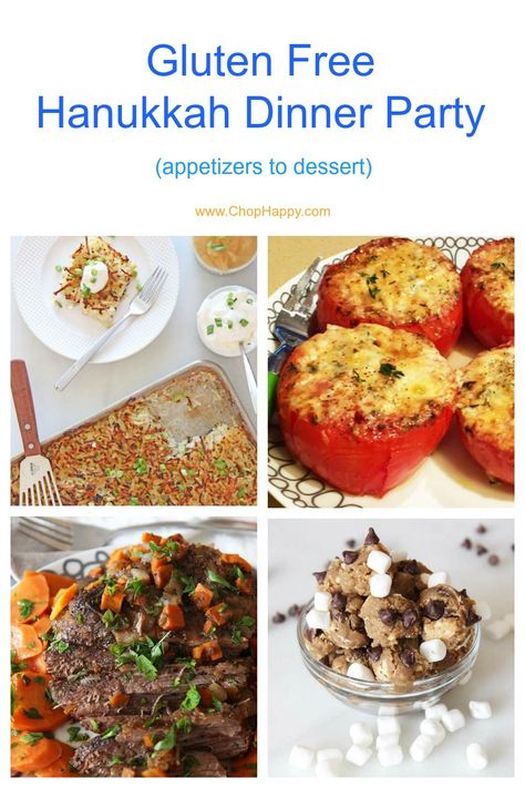 Gluten Free Hanukkah Dinner Party (appetizers to dessert) Hanukah Appetizers, Hanukkah Dinner, Dinner Party Appetizers, Comfort Dinner, Holiday Sides, Easy Holiday Recipes, Easy Party Food, Side Dish Recipes Easy, Dinner Recipes Easy Quick