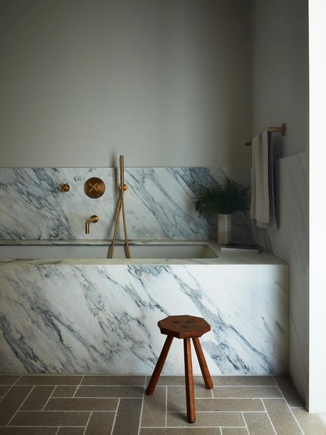 Garden Street Historic Restoration | J. Patryce Design & Company Bathroom Cottage, Hoboken New Jersey, Marble Bathtub, Historic Restoration, Tub Bathroom, Bathtub Design, Bathroom Design Inspiration, Nyc Design, Calacatta Marble