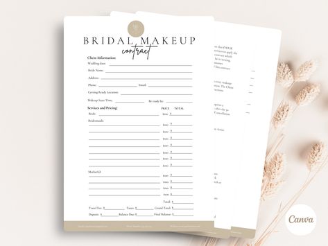 Editable Bridal Makeup Contract Template,Freelance Makeup Artist Contract,Makeup Artist,Makeup Contract Template, Cosmetology CANVA TEMPLATE Makeup Artist Contract, Makeup Contract, Employment Form, Cosmetology License, Makeup Artist Makeup, Bridal Packages, Artist Makeup, Freelance Makeup Artist, Contract Agreement