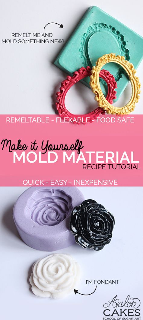 Make It Yourself Mold Material Recipe TUTORIAL - SOOOO EASY! How'd I live without it? www.avaloncakesschool.com Diy Casting Mold Recipe, How To Make A Mold, How To Make Your Own Silicone Molds, Silicon Molds, Recipe Tutorial, Formy Silikonowe, Diy Videos Tutorials, Diy Cake Decorating, Silicone Moulds