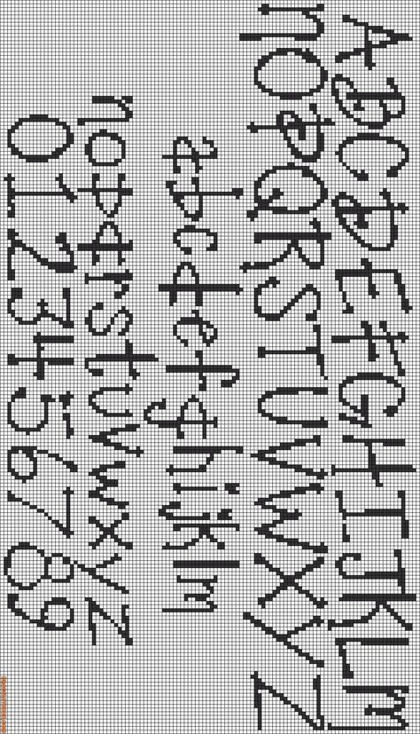 Rotated Alpha Pattern #12843 added by KnotCrazy Needlepoint Fonts, Pyssla Ideas, Graph Art, Cross Stitch Letter Patterns, Alphabet Patterns, Crochet Alphabet, Pola Kotak, Cross Stitch Alphabet Patterns, Cross Stitch Fonts