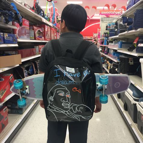 For skaters who are artistic. They can create art on the go with ChalkWild erasable backpack that also can be used to stow their skateboard when not in used Skateboard Bag, Skateboard Backpack, Skateboarder, Create Art, Vera Bradley Backpack, Bagpack, Creating Art, Travel Bag, The Go