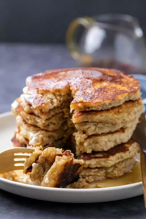 Gluten Free Oatmeal Pancakes Recipe | Fluffy and Filling Gluten Free Oatmeal Pancakes, Oat Pancake Recipe, Oatmeal Pancakes Recipe, High Fiber Breakfast, Fluffy Pancake Recipe, Oatmeal Pancakes, Gluten Free Oatmeal, Oat Pancakes, Gf Bread