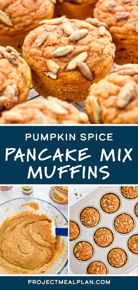 Use pancake mix for something besides pancakes! These Pumpkin Spice Pancake Mix Muffins are super soft, delicious and easy to make in one bowl. Freezer friendly and perfect for your Fall breakfast meal prep! Pumpkin Pancake Muffins, Pancake Mix Muffins Recipe, Krusteaz Pancake Mix Recipes, Pancake Mix Cookies, Pumpkin Pancake Mix, Pancake Mix Uses, Pancake Mix Muffins, Krusteaz Pancake Mix, Pumpkin Protein Muffins