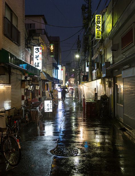 Rainy Asakusa alley at night, Tokyo, Japan City Reference, Japan Icon, Tokyo Aesthetic, Street At Night, Tokyo Streets, Night Street, Tokyo Night, Sky Pics, Japan Street