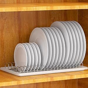 Plate Drying Rack, Diy Kitchen Hacks, Kitchen Space Savers, Plate Organizer, Dish Organization, Sink Drying Rack, Kitchen Storage Hacks, Organization Station, Dish Storage