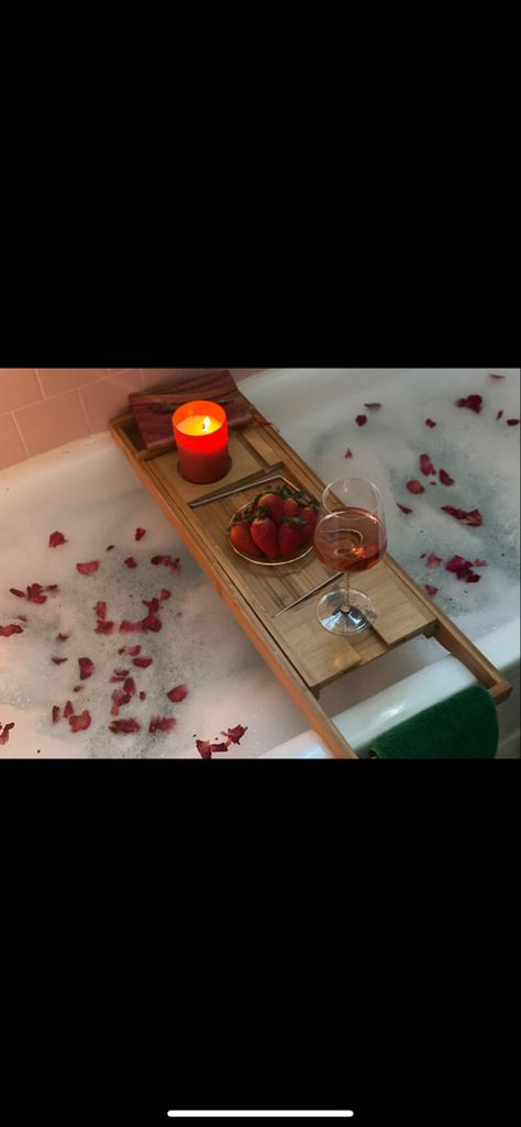 Candle lit, rose petal bubble bath. Red and romantic self care. Romantic Candle, Romantic Candles, Bubble Bath, Rose Petals, Self Care, Bubbles, Candles, Bath, Red