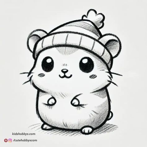 Hammy in the Winter Cute Hamster Cartoon, Hamster Drawing Cute, Cute Hamster Drawing, Hamster Drawing, Hamster Cartoon, Funny Stick Figures, Character Design Tips, Funny Hamsters, Art Sketches Pencil