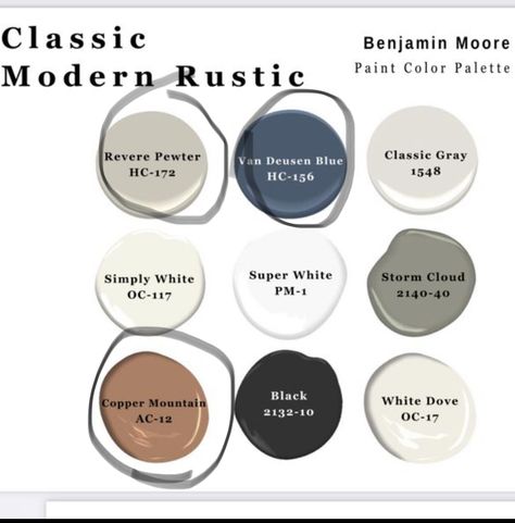 Color Palette Revere Pewter, Navy And Black Color Scheme, Revere Pewter Color Palette, Farmhouse Palette, Paint Color Inspiration, House Color Palettes, Revere Pewter, Paint Colors Benjamin Moore, Benjamin Moore Paint