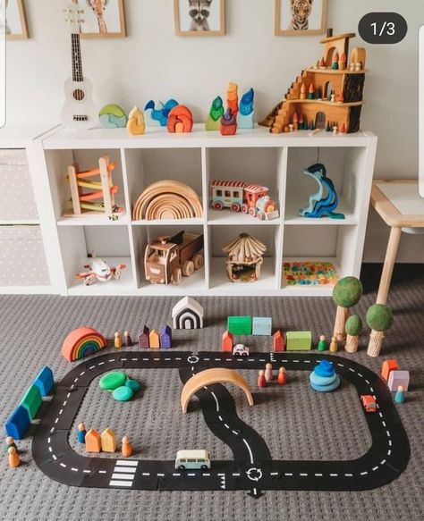 Wooden Range, Small Playroom, Montessori Playroom, Montessori Room, Toddler Playroom, Playroom Design, Playroom Organization, Nursery Organization, Toddler Play