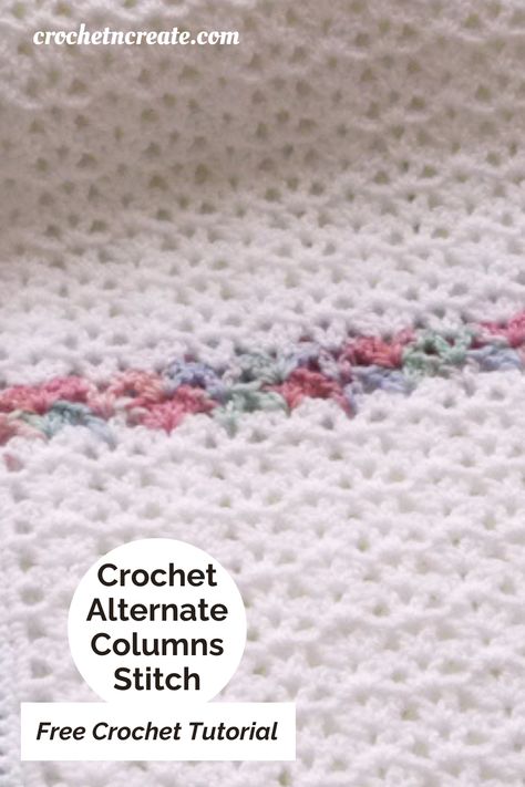 Crochet alternate columns stitch free tutorial. Quick crochet stitches for blankets. | crochet stitches | free crochet stitch | crochet for beginners | crochet tutorial Quick Crochet Stitches, Advanced Crochet Stitches, Gnome Craft, Blankets Crochet, Advanced Crochet, Crochet Bandana, Blankets Baby, Crochet Stitches For Blankets, Crochet Stitches Free