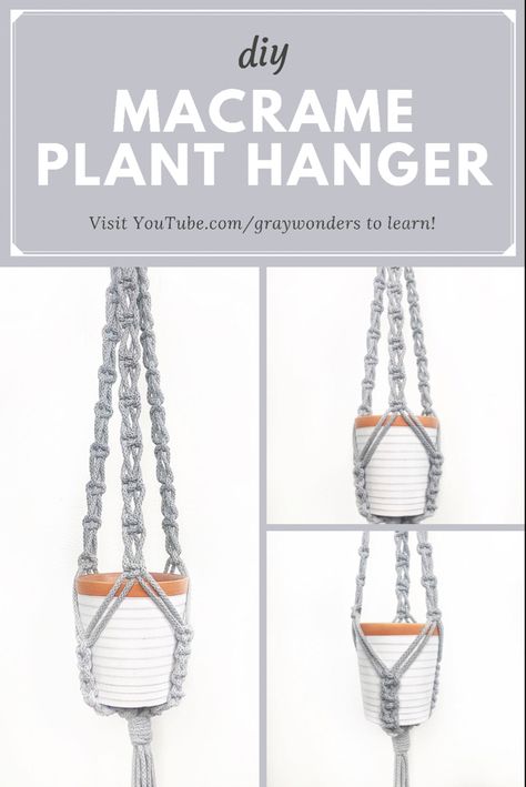 Macrame Hangers Diy, Macrame Plant Patterns Free, Crochet Macrame Plant Hanger Free Pattern, Plant Hanger Tutorial Macrame, Easy Macrame Projects Diy, Hemp Plant Hanger Diy, Macrame Plant Hanger Multiple Plants, Macrame Plant Hanger Knots, Triple Macrame Plant Hanger Diy