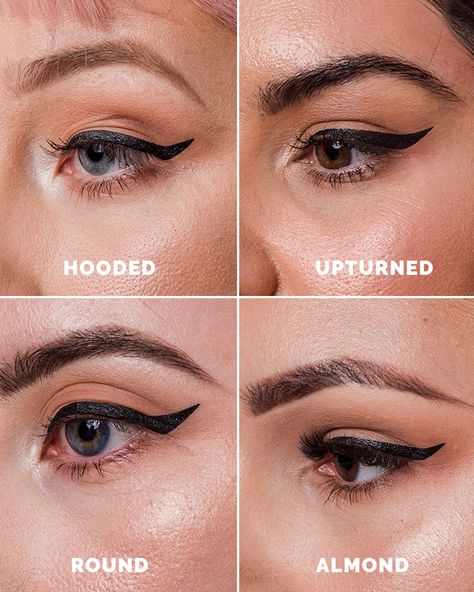 Cat Eye Makeup Almond Eyes, Cat Eye For Almond Eyes, Eyeshape Eyeliner, Best Eyeliner For Eye Shape, Eye Shape Eyeliner, Eyeliner For Almond Shaped Eyes, Eyeliner For Different Eye Shapes, Eyeliner For Eye Shape, Shape Theory