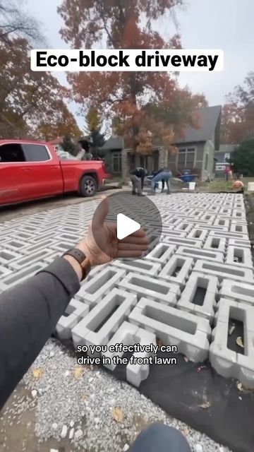 Paved Yard Ideas, Pavers Over Concrete Driveway, Adding Pavers To Side Of Driveway, Grasscrete Driveways, Cobblestone Pavers Walkways, Front Yard Parking Ideas Driveways, Slope Driveway Ideas, Diy Driveway Extension, No Grass Yard Ideas