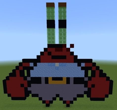 Pixel art Minecraft Mr Krabs Pixel Art, Pixel Art Minecraft, Minecraft Pictures, Mr Krabs, Minecraft Pixel Art, 2d Art, Car Art, Willis Tower, Pixel Art