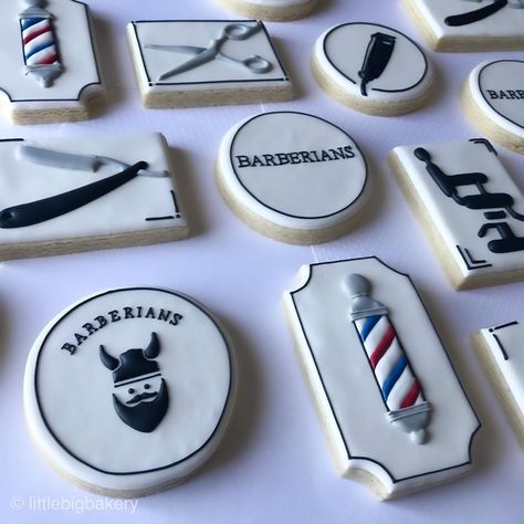 @little.big.bakery on Instagram: “Congratulations to @barberiansbarbershop on your grand opening! Thank you for letting us be a part of it. . . . #sugarcookies…” Barber Cookies Decorated, Barber Cookies, Bakery Ideas, Cookies Decorated, Cookie Designs, Favorite Cookies, Grand Opening, Barber Shop, Cookie Decorating