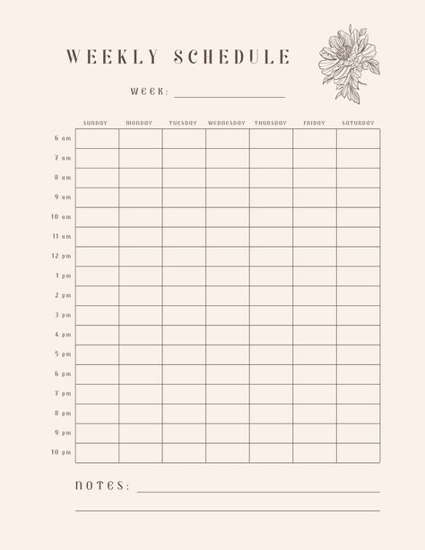 Minimalist Digital Planner, Homework Planner, Weekly Hourly Planner, Weekly Planner Free, Week Schedule, Weekly Planner Template, Small Business Planner, Hourly Planner, School Planner