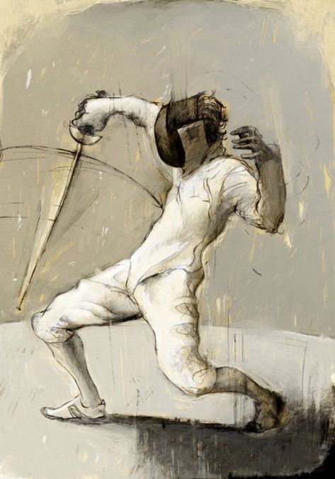 Fencer by Rory Kurtz. Arte Grunge, Fence Art, Figure Sketching, Kendo, Action Poses, 영감을 주는 캐릭터, Art Website, Fencing, Art Reference Poses