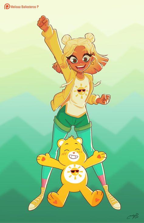 Care Bears As Human, Care Bear Oc, Care Bear Fanart, Carebear Fanart, Care Bears Fanart, Care Bears Art, Cartoon Characters As Humans, The Care Bears, Funshine Bear