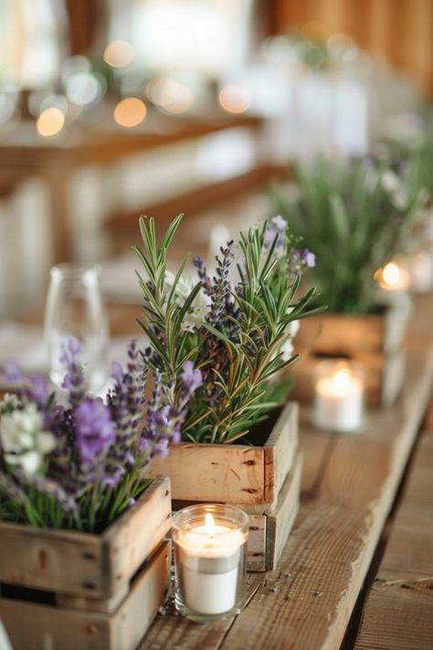 Embrace the charm of rustic decor with wedding centerpieces featuring wood, mason jars, and burlap. Click for more inspiration. Flowerless Centerpieces Wedding, Diy Wedding Centerpieces On A Budget, Non Floral Wedding Centerpieces, Flowerless Centerpieces, Rustic Wedding Centerpiece Ideas, Driftwood Wedding Centerpieces, Tin Can Centerpieces, Wood Centerpieces Wedding, Bucket Centerpiece