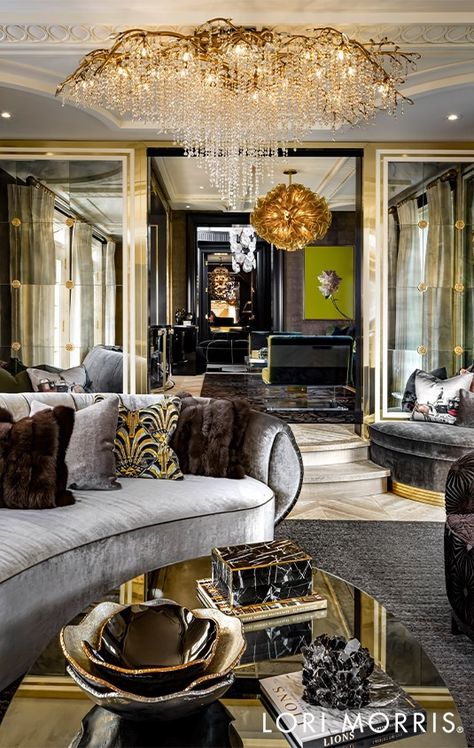 Grey Luxury Interiors | Lori Morris Design | US & Canada Interior Design Per La Casa, Metal Light Fixture, Creative Lamps, Lotus Design, Chandelier Style, Luxury Art, Brass Chandelier, Chandelier In Living Room, A Living Room