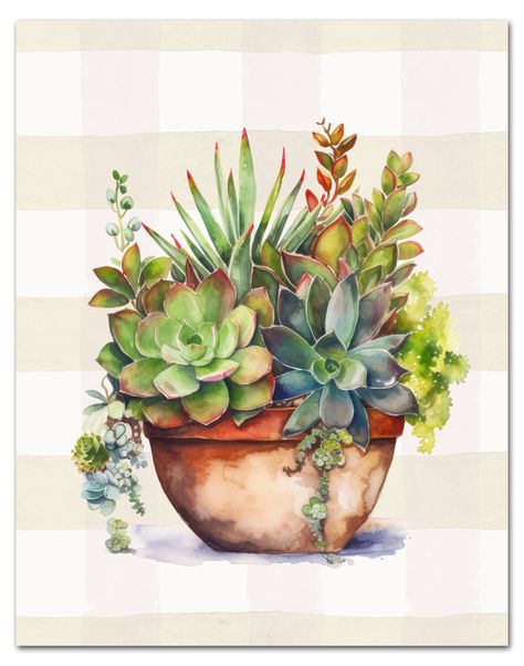 Succulents Painting, Succulent Paintings, Succulent Printable, Succulent Painting, Watercolor Succulents, Wood Art Projects, Cactus Wall Art, Painting Templates, Coloring Tutorial