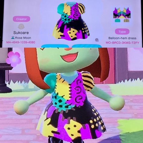 Halloween Town Animal Crossing, Halloween Costume Animal Crossing, Acnh Kidcore Halloween, Halloween Costumes Animal Crossing, Anch Halloween, Acnh Halloween Costumes Codes, Sally Dress, Halloween Costumes Acnh, Animal Crossing Design Codes Halloween