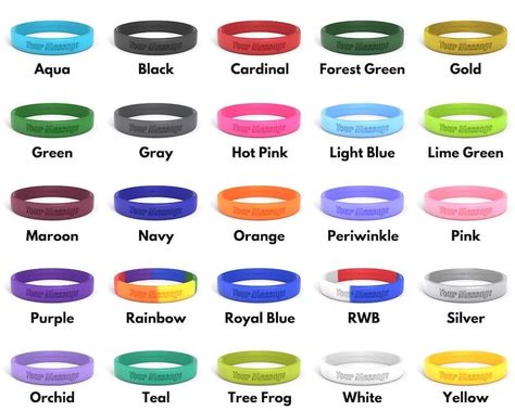 Wristband Color Meanings | Awareness Bracelet Color Meanings | Reminderband Jelly Bracelets, Crystal Wedding Dress, Shingle Colors, Magic Tattoo, Couples Gifts, Bracelets With Meaning, Awareness Bracelet, School Birthday, Rubber Bracelets