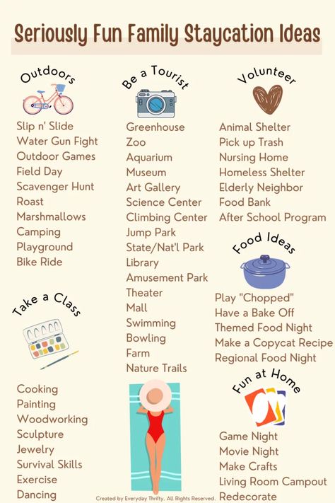 66+ Awesome Staycation Ideas For Families In 2023 - Everyday Thrifty Staycation Ideas, Fun Indoor Activities, Things To Do At Home, Christmas On A Budget, Something To Remember, Indoor Activities For Kids, Indoor Fun, After School Program, Fun Family Activities