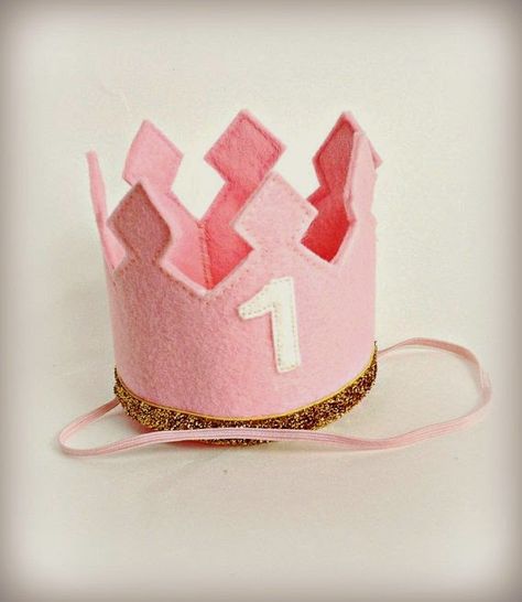 https://www.etsy.com/listing/124529167/birthday-crown-pink-felt-crown-headband?utm_campaign=Share&utm_medium=PageTools&utm_source=Pinterest Newborn Crown, First Birthday Crown, Crown Pink, Baby Crown, Felt Crown, Custom Crown, Pink Felt, Birthday Crown