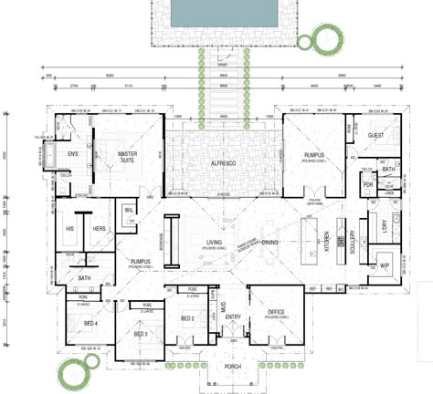 Single Story House Floor Plans, U Shaped House Plans, Dream House Layout, Country Floor Plans, Multigenerational House Plans, Multigenerational House, Large Floor Plans, Design Floor Plans, House Plans One Story