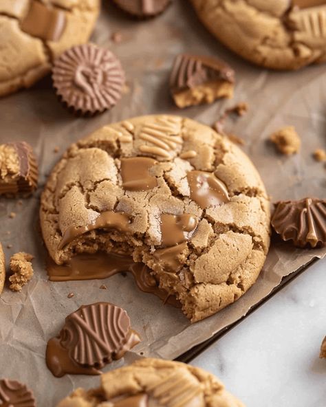 Sweet Peanut Butter Cup Cookies Indulge in the ultimate peanut butter lover’s dream with these Sweet Peanut Butter Cup Cookies! Combining a soft and chewy peanut butter cookie base with ... Read more Cookie Peanut Butter, Reeses Cookies, Peanut Butter Biscuits, Recipes Unique, Butter Desserts, Peanut Butter Cups Recipe, Cookies Peanut Butter, Cup Cookies, Peanut Butter Snacks