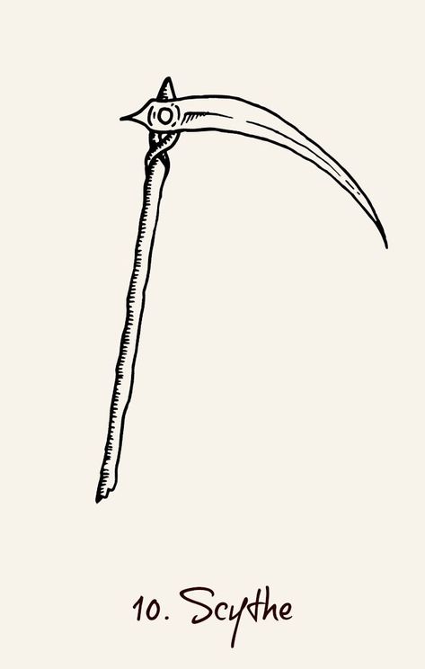 Tattoo Scythe, Scythe Tattoo Design, Lenormand Combinations, Scythe Tattoo, 4 Tattoo, Fairy Tattoo, Poke Tattoo, Tattoo Art Drawings, Japanese Tattoo Art