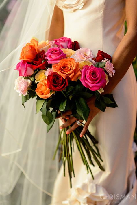 Red Pink Orange Wedding Bouquet, Colourful Rose Bouquet, Orange And Pink Roses Bouquet, Colourful Roses Bouquet, Red Orange Yellow Pink Wedding, Colorful Rose Bouquet, Pink And Orange Wedding Bouquet, Pink Red Orange Wedding Flowers, Red Pink Orange Wedding