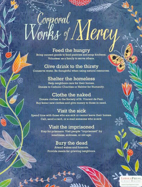 Spiritual Gift Of Mercy, Redemptive Gifts, Spiritual Works Of Mercy, Bible Projects, Corporal Works Of Mercy, Community Service Ideas, Liturgical Living, Works Of Mercy, Catholic Crafts