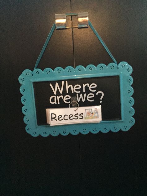 Where are we sign Classroom Where Are We Sign, Where Are We Classroom Sign, Entrance Ideas Entryway, Head Start Classroom, Groovy Classroom, 2024 Classroom, Chalk Board Paint, Chalkboard Classroom, Board Paint