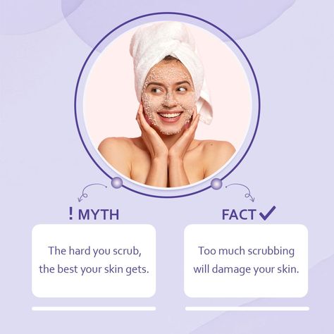 Interactive Skincare Posts, Myth Vs Fact Skincare, Beauty Product Creative Ads, Myth Fact Creative Ads, Myth And Fact Design, Myth Vs Fact Creative Design, Skin Care Social Media Post, Myth And Fact, Skin Myths