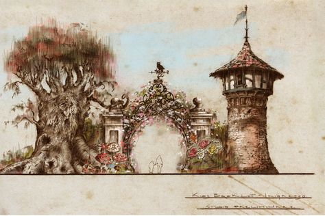 Theme Park Entrance, Park Entrance, Fantasy Architecture, Park Design, Disney Concept Art, Entertainment Design, Entrance Design, Scene Design, Amusement Parks