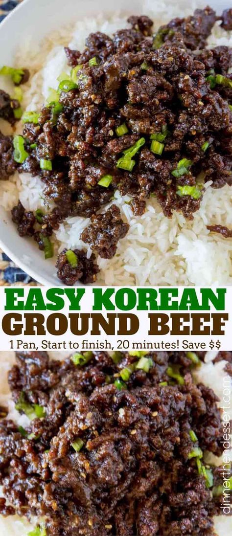 Koreansk Mad, Korean Ground Beef, Easy Hamburger, Spicy Korean, Korean Beef, Hamburger Meat, Ground Beef Recipes For Dinner, Beef Recipe, Dinner Easy