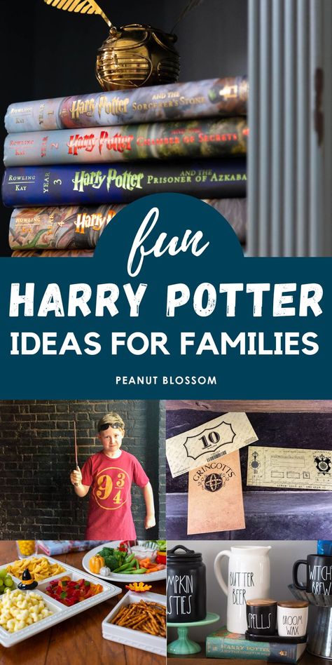 Start your own family Harry Potter Fan club by reading the books aloud together and then having an epic Harry Potter movie night with themed snacks and treats. Get all the best Harry Potter ideas for family fun right here. Harry Potter Book Club, Harry Potter Recipes, Harry Potter Ideas, Book Club Suggestions, Harry Potter Movie Night, Themed Snacks, Peanut Blossoms, Peanut Gallery, Harry Potter Movie