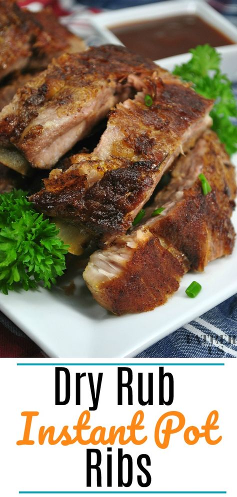 This easy Instant Pot pork ribs recipe uses baby back ribs and a dry rub to create tender juicy meat that falls off the bone. Try this recipe in your electric pressure cooker for the next big game or dinner party. #instantpot #ribs Instant Pot Pork Ribs Recipe, Instant Pot Pork Ribs, Dry Rub Ribs, Pressure Cooker Ribs, Instant Pot Ribs Recipe, Pork Back Ribs, Pork Ribs Recipe, Boneless Pork Ribs, Pressure Cooker Pork